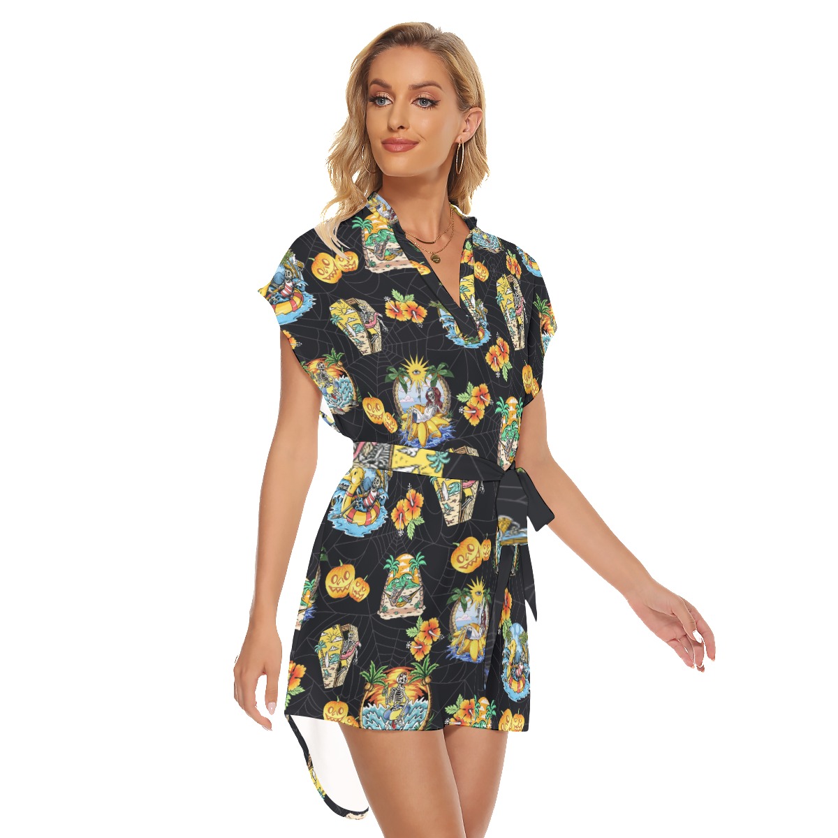 Funny Skeleton Vacation Hawaiian Dresses For Women