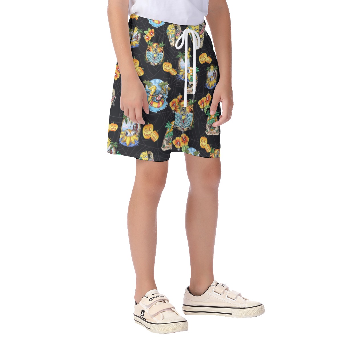 Funny Skeleton Vacation Hawaiian Beach Shorts For Kids