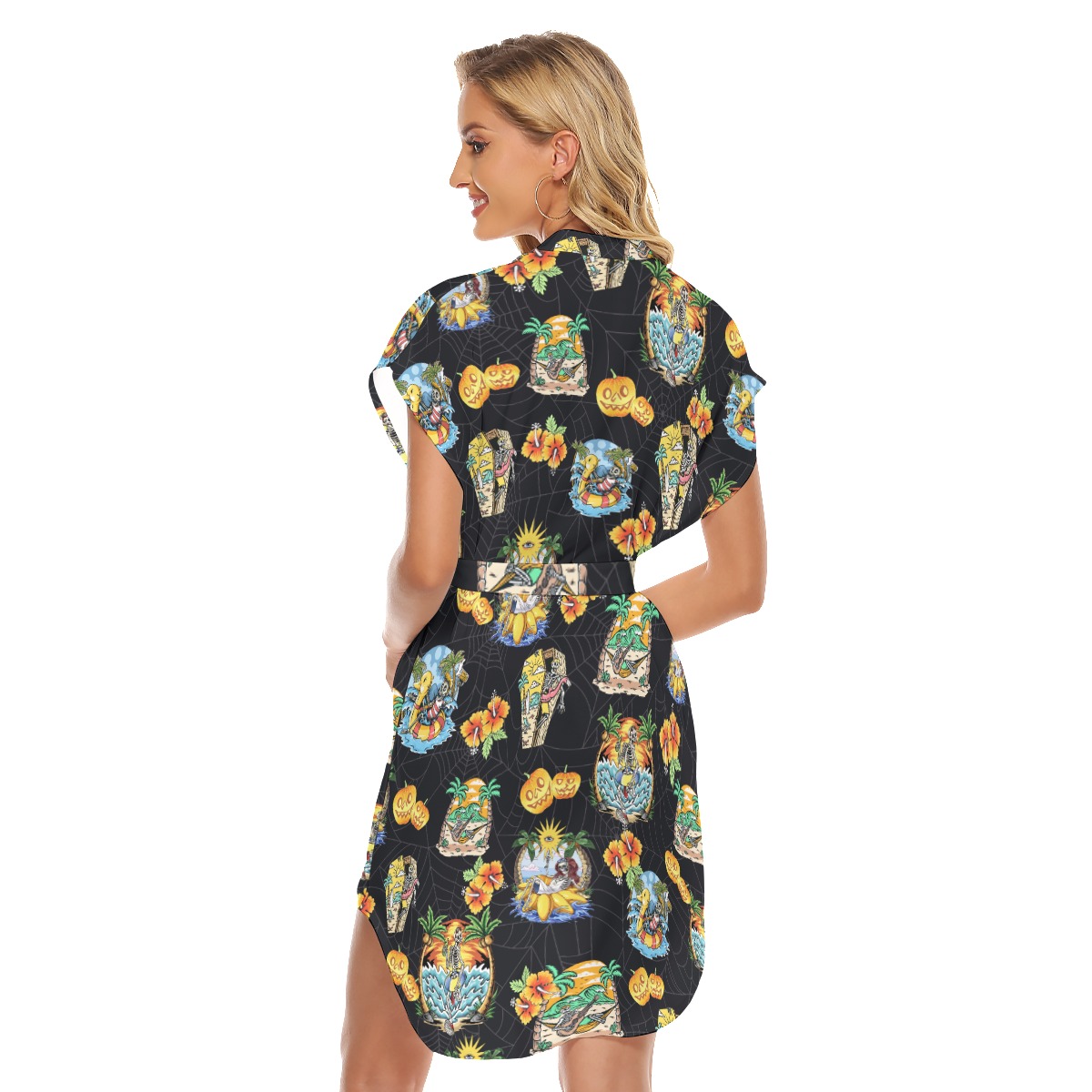 Funny Skeleton Vacation Hawaiian Dresses For Women
