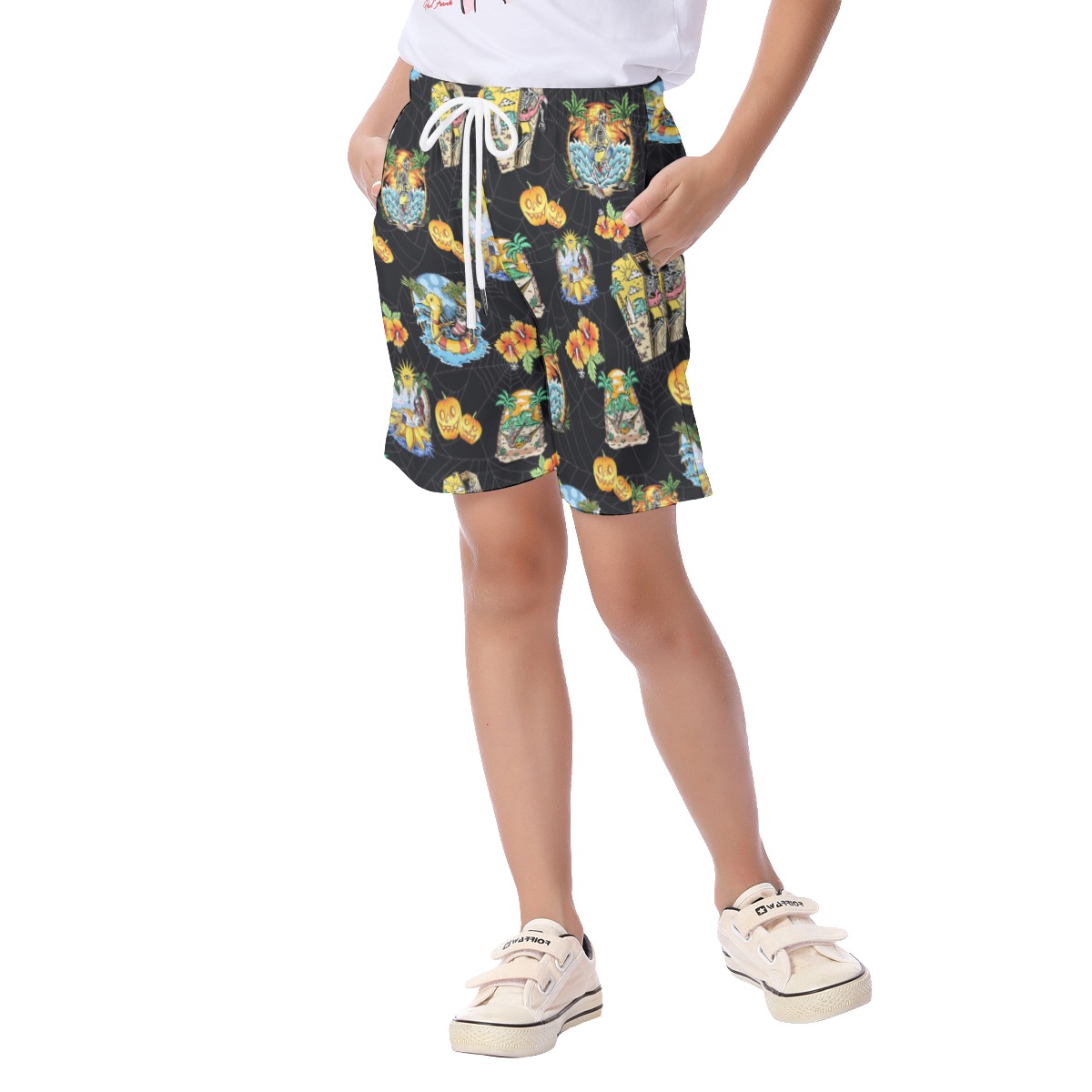 Funny Skeleton Vacation Hawaiian Beach Shorts For Kids