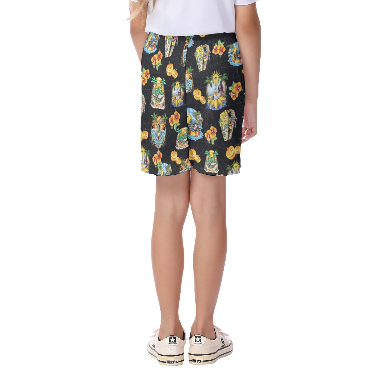 Funny Skeleton Vacation Hawaiian Beach Shorts For Kids