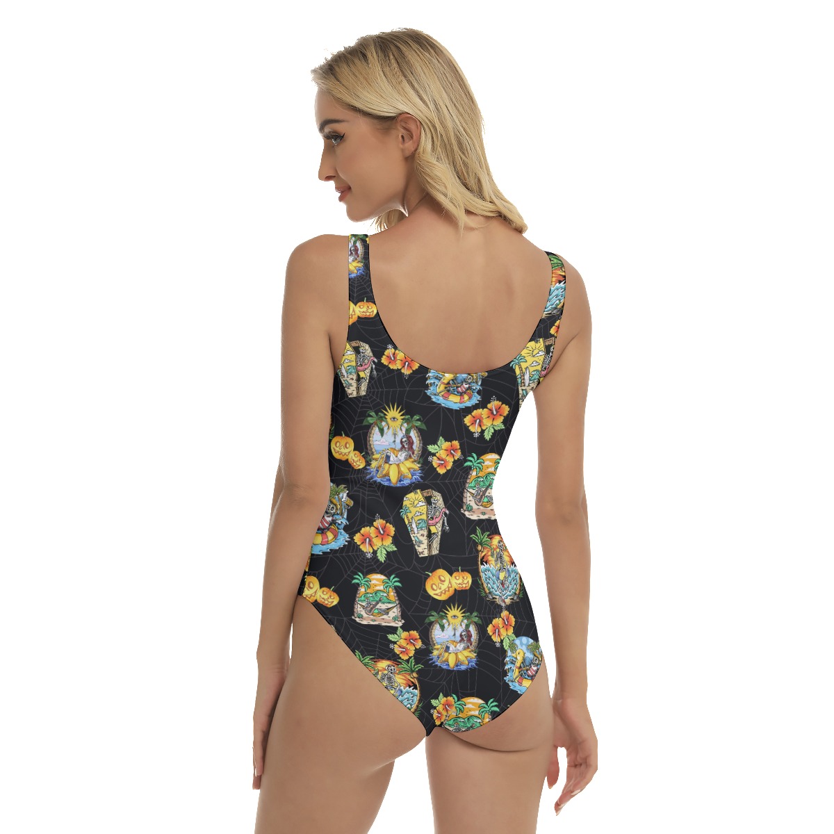 Funny Skeleton Vacation Summer Hawaiian Swimsuit For Women