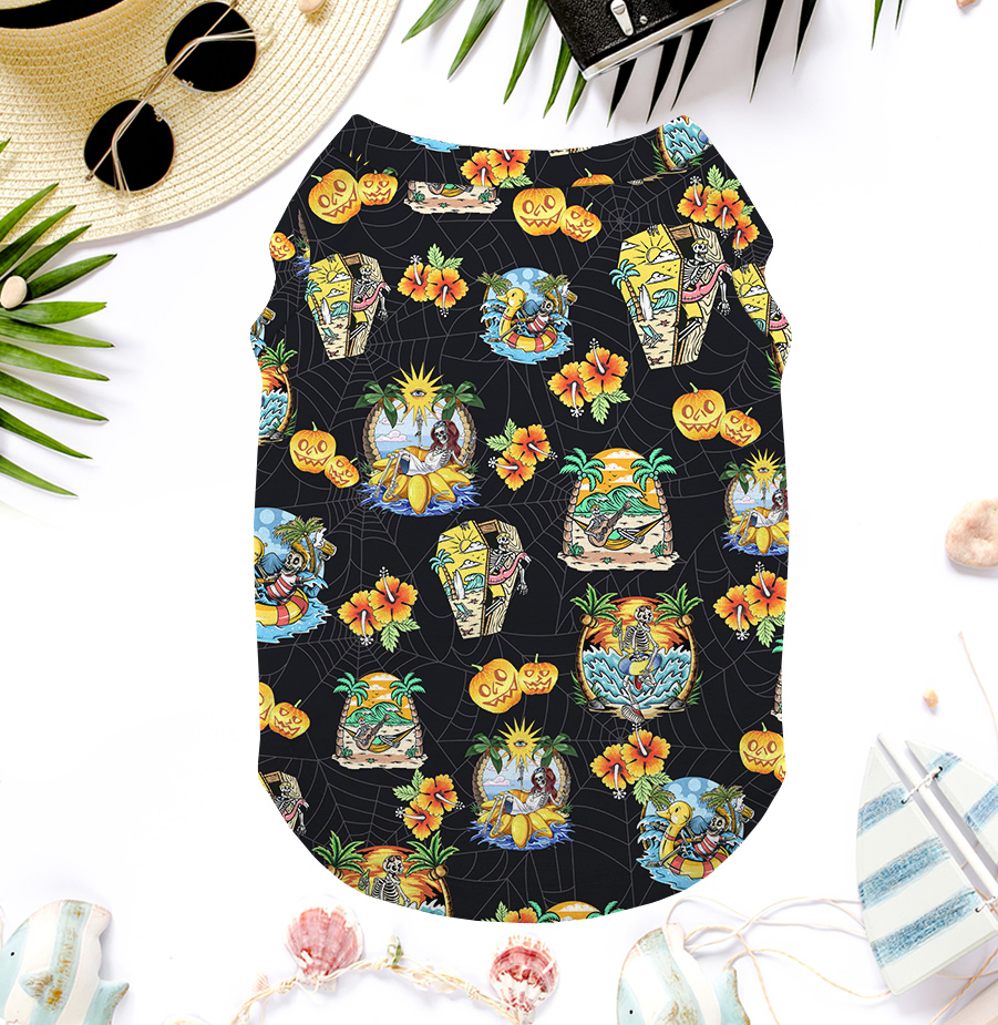 Funny Skeleton Vacation Dog's Hawaiian Tank Top