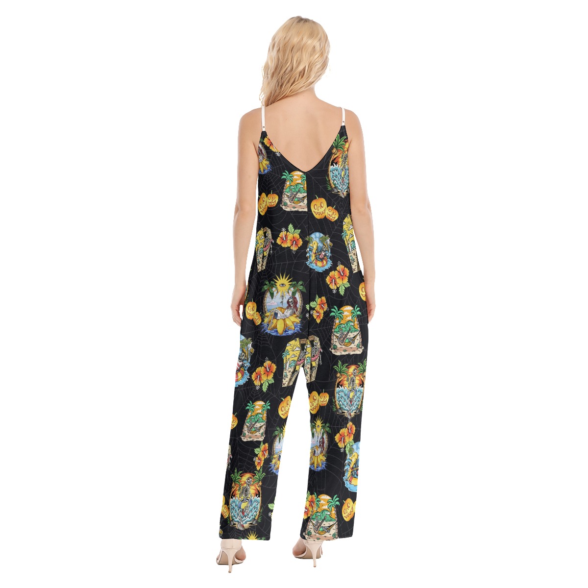 Skeleton On Beach Hawaiian Jumpsuit For Women