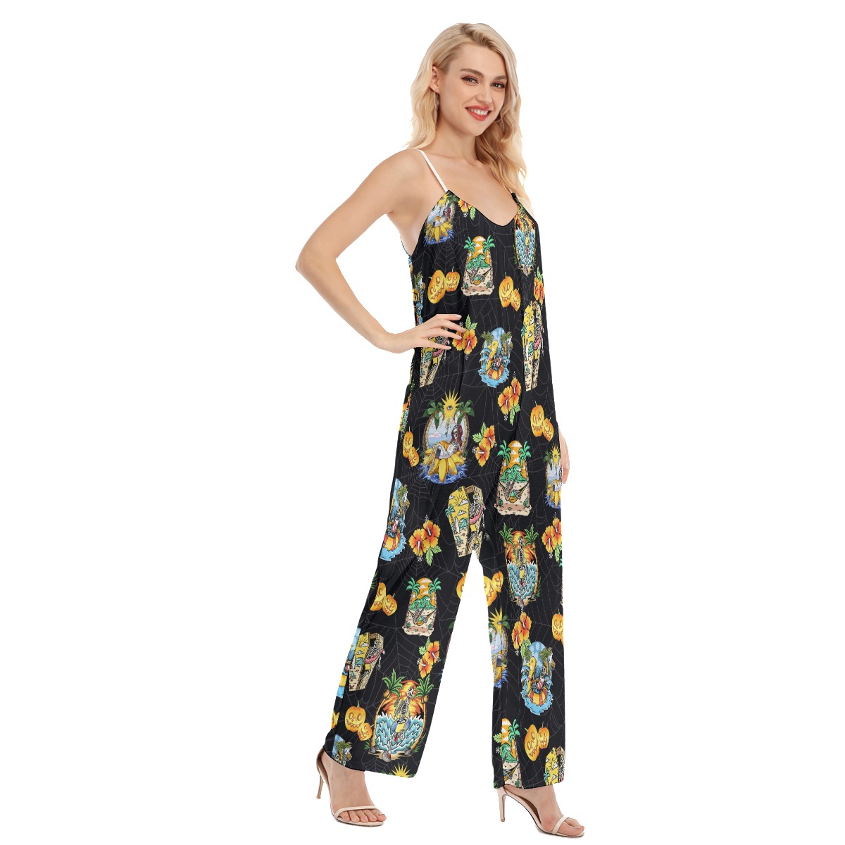 Skeleton On Beach Hawaiian Jumpsuit For Women
