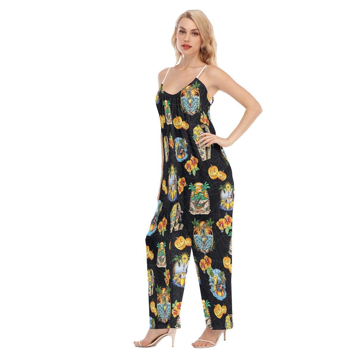 Skeleton On Beach Hawaiian Jumpsuit For Women