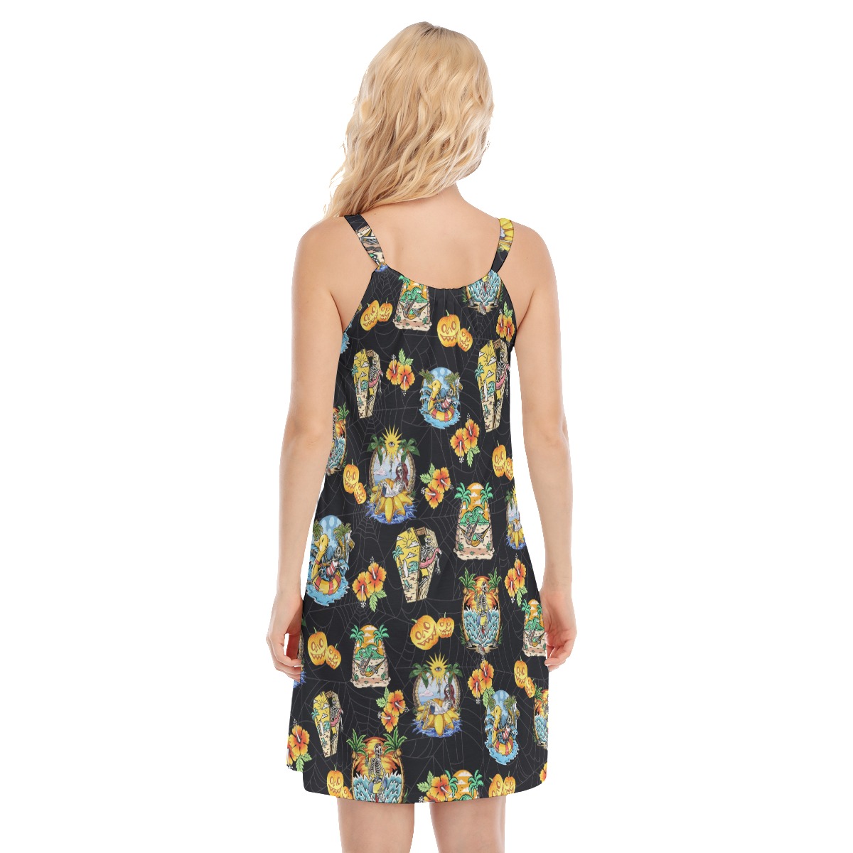 Funny Skeleton On Beach Summer Luau Dress For Women