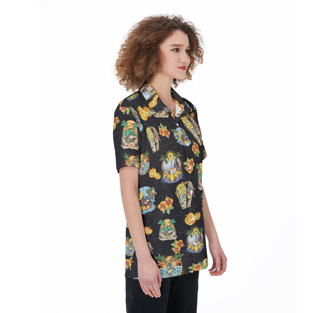 Skeleton Vacation Horror Hawaiian Shirt For Women