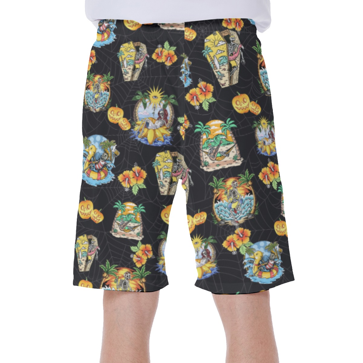 Vacation Skeleton Horror Hawaiian Swim Trunks For Men