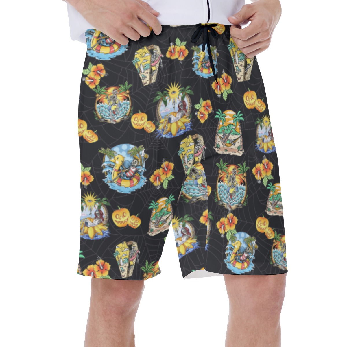 Vacation Skeleton Horror Hawaiian Swim Trunks For Men