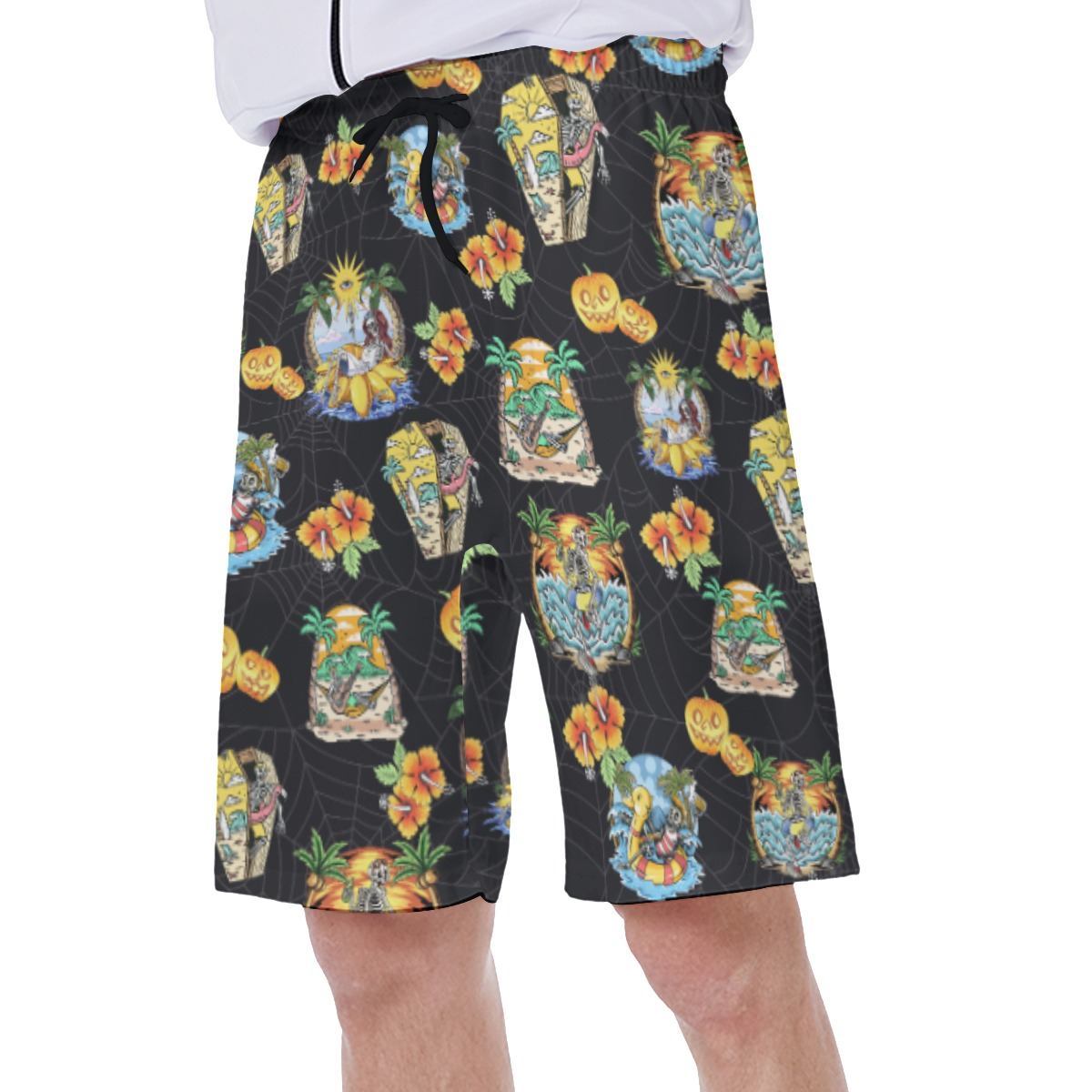 Vacation Skeleton Horror Hawaiian Swim Trunks For Men