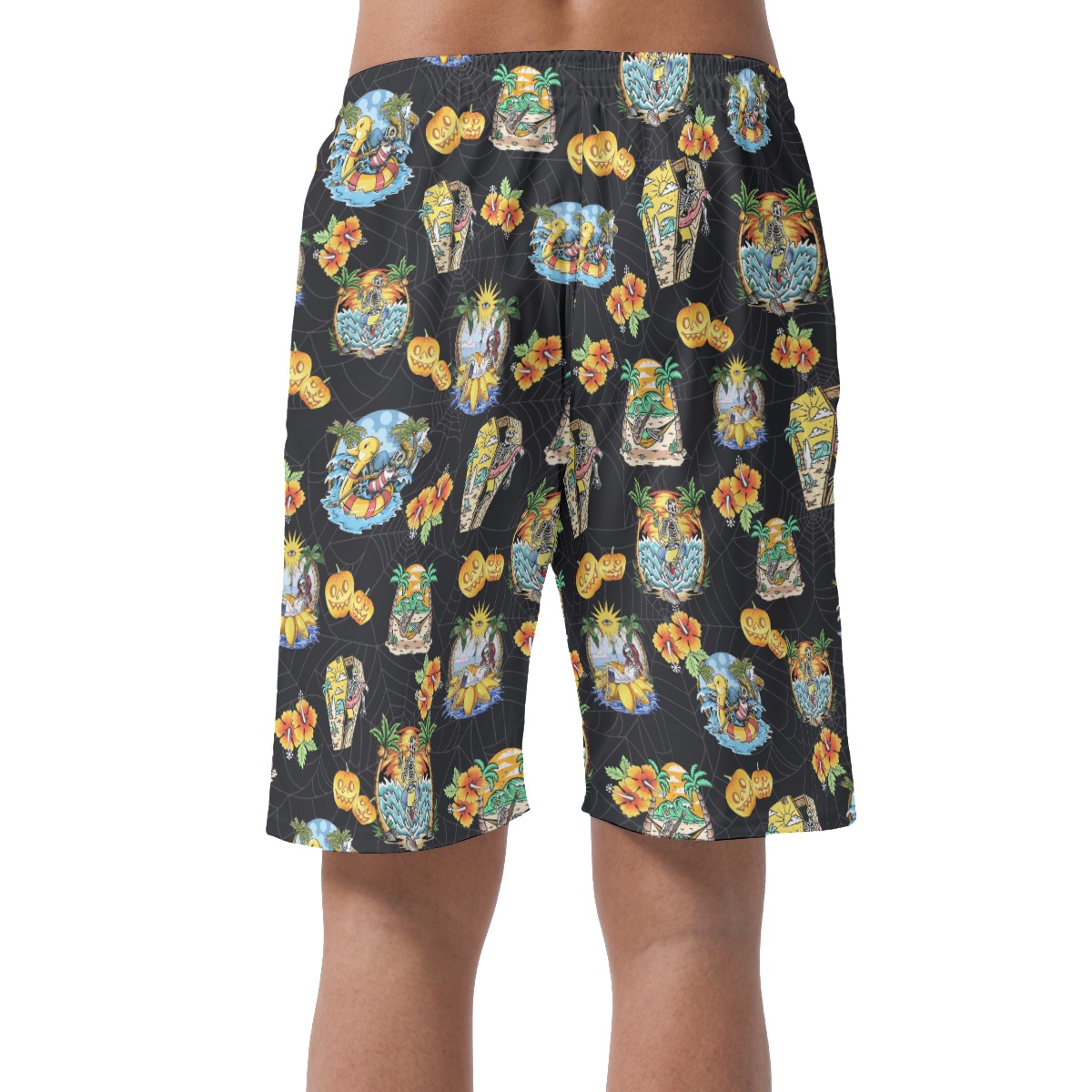 Funny Skeleton On Beach Hawaiian Summer Shorts For Men