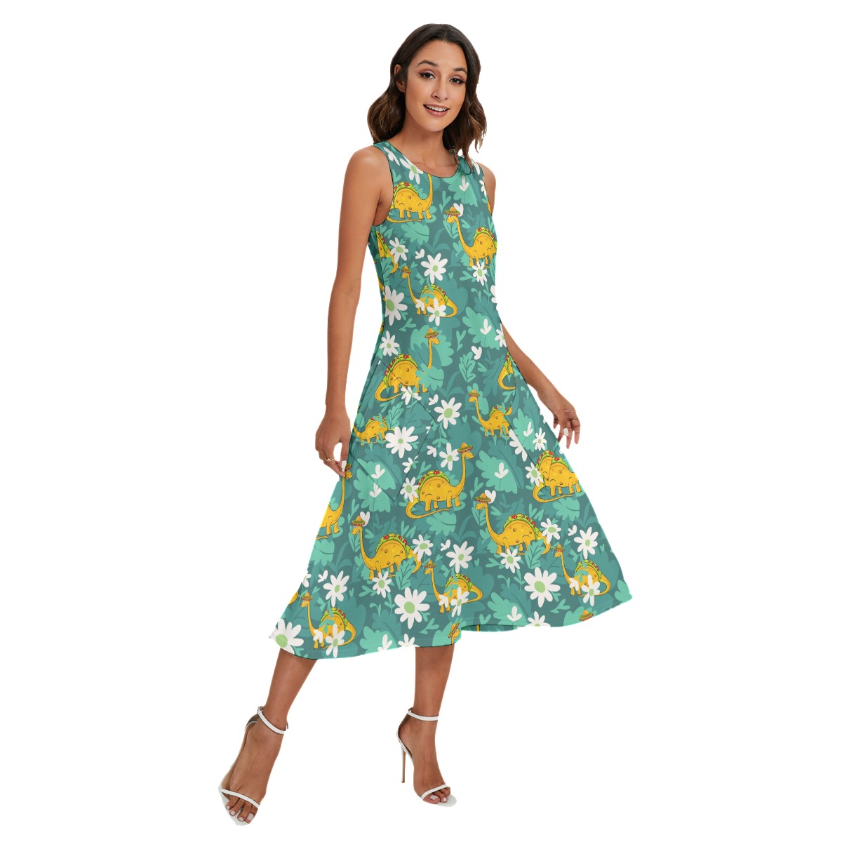 Funny Tacosaurus Hawaiian Long Dress With Pockets - variant image 1