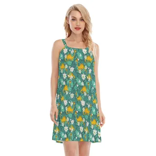 Funny Taco Dinosaur Hawaiian Cami Dress For Summer Vacation