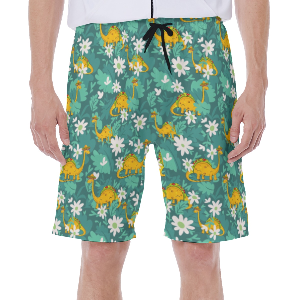 Funny Dinosaur Taco Green Hawaiian Swim Trunks - variant image 1