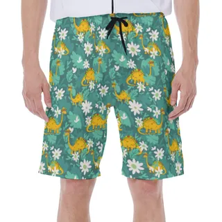 Funny Dinosaur Taco Green Hawaiian Swim Trunks