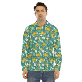 Dinosaurus Taco Green Hawaiian Long Sleeve Shirt For Men