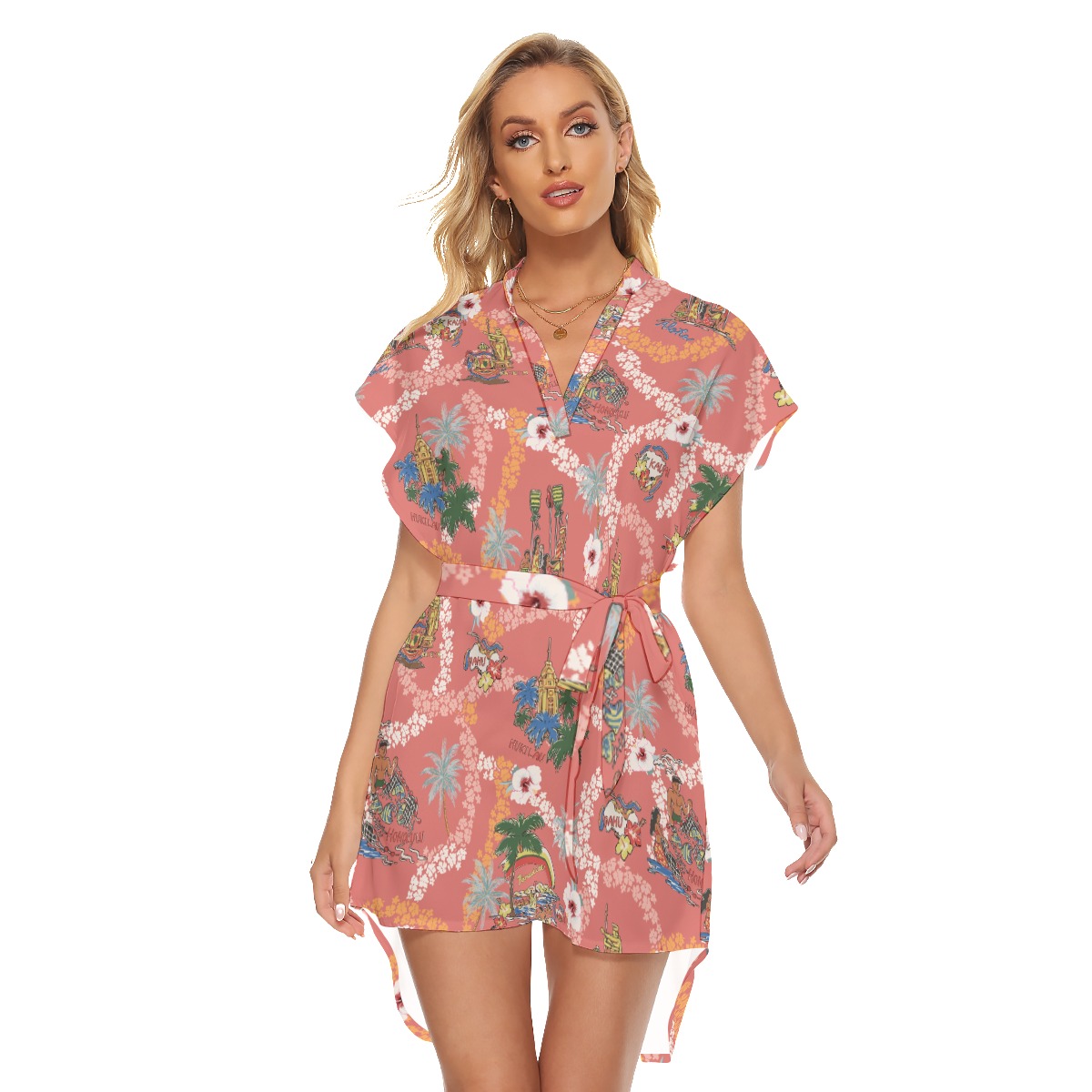 Vintage Hawaii Landscape Summer Hawaiian Dresses With Belt - variant image 1
