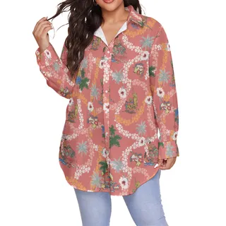 Beautiful Hawaii Landscape Vintage Aloha Plus Size Shirt For Women