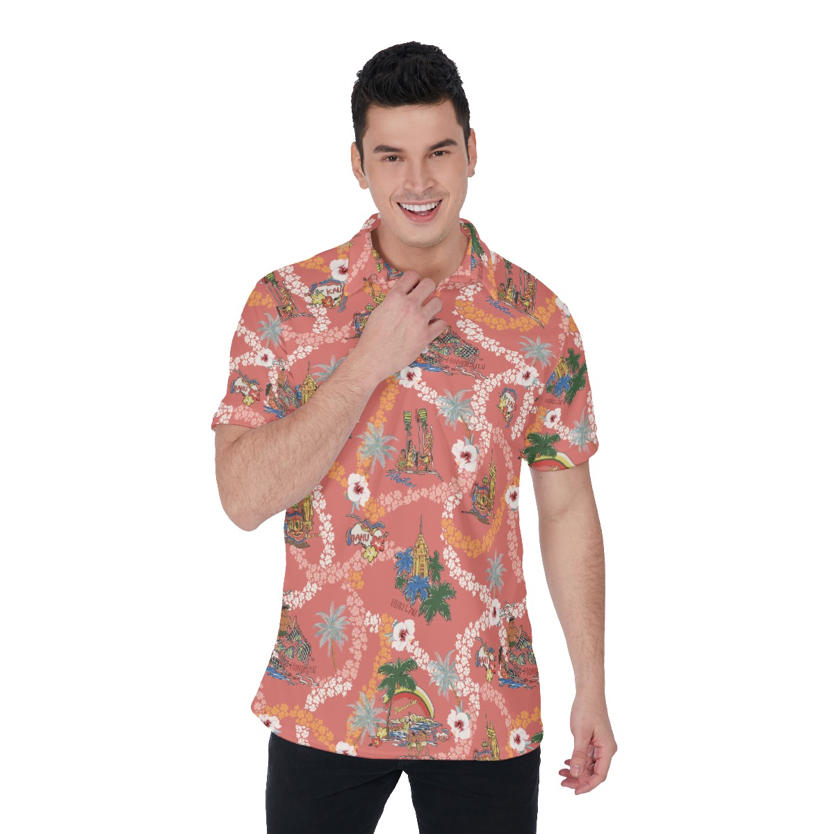 Floral Vintage Hawaii Landscape Golf Shirt For Men - variant image 1