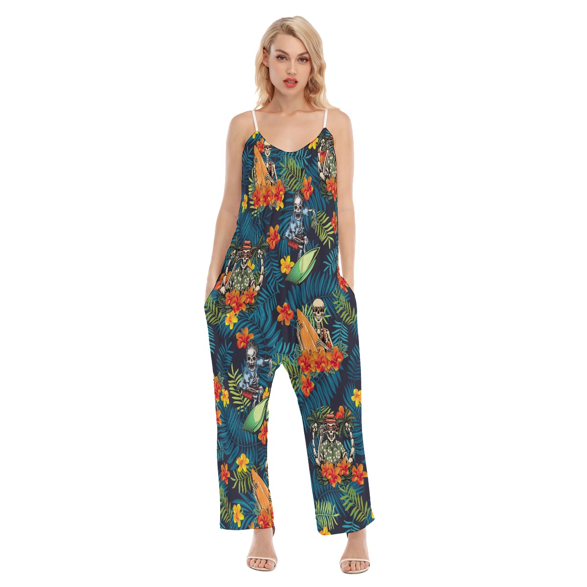 Skeleton Surfing Women's Tropical Hawaiian Jumpsuit - variant image 1