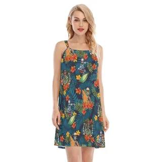 Tropical Surfing Skeleton Luau Dress