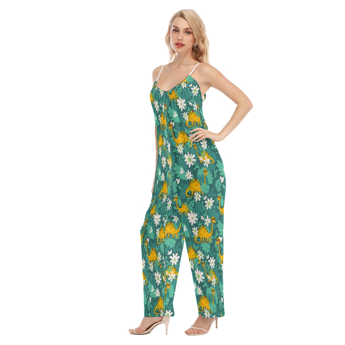 Taco Dinosaur Aloha Cami Loose Jumpsuit For Women