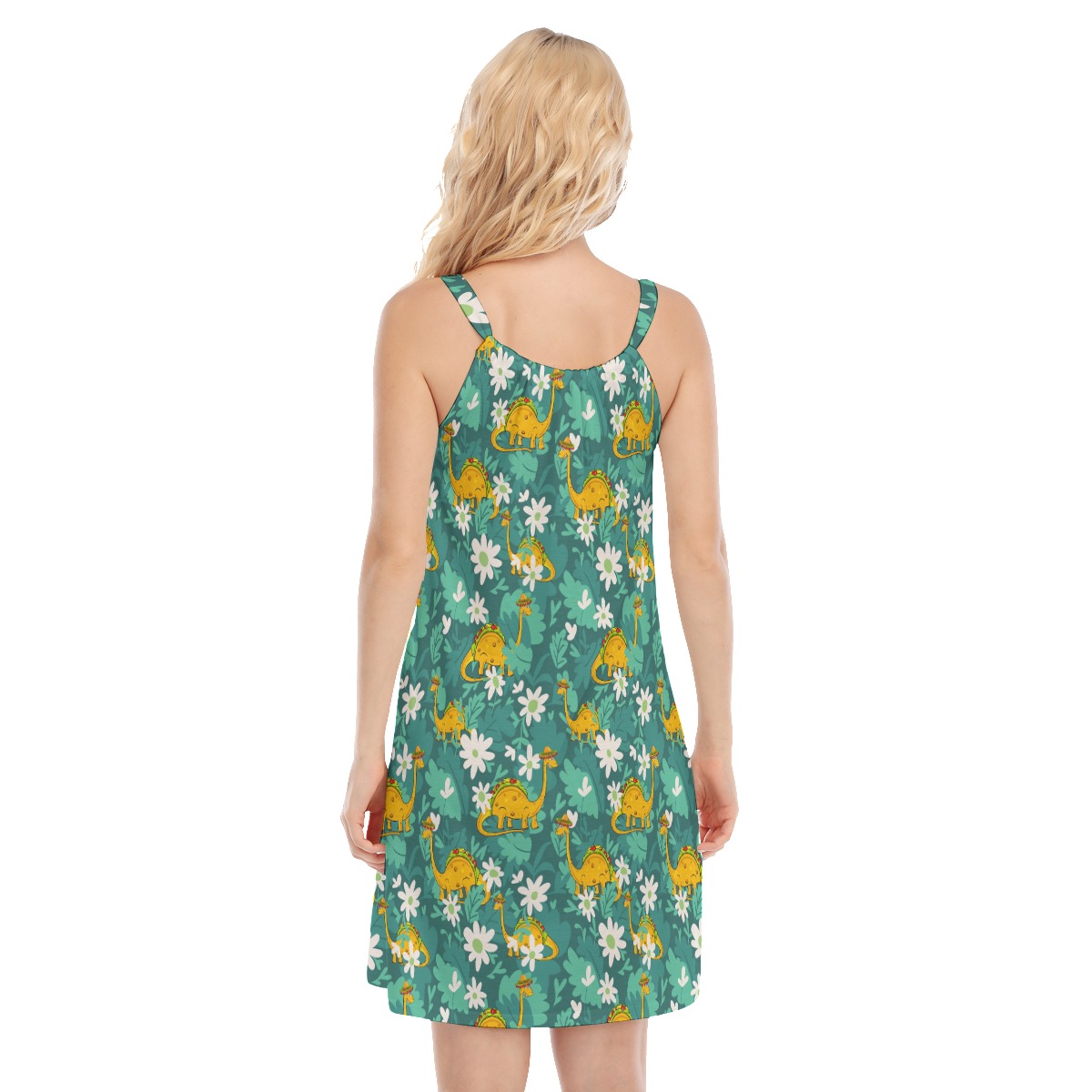 Funny Taco Dinosaur Hawaiian Cami Dress For Summer Vacation