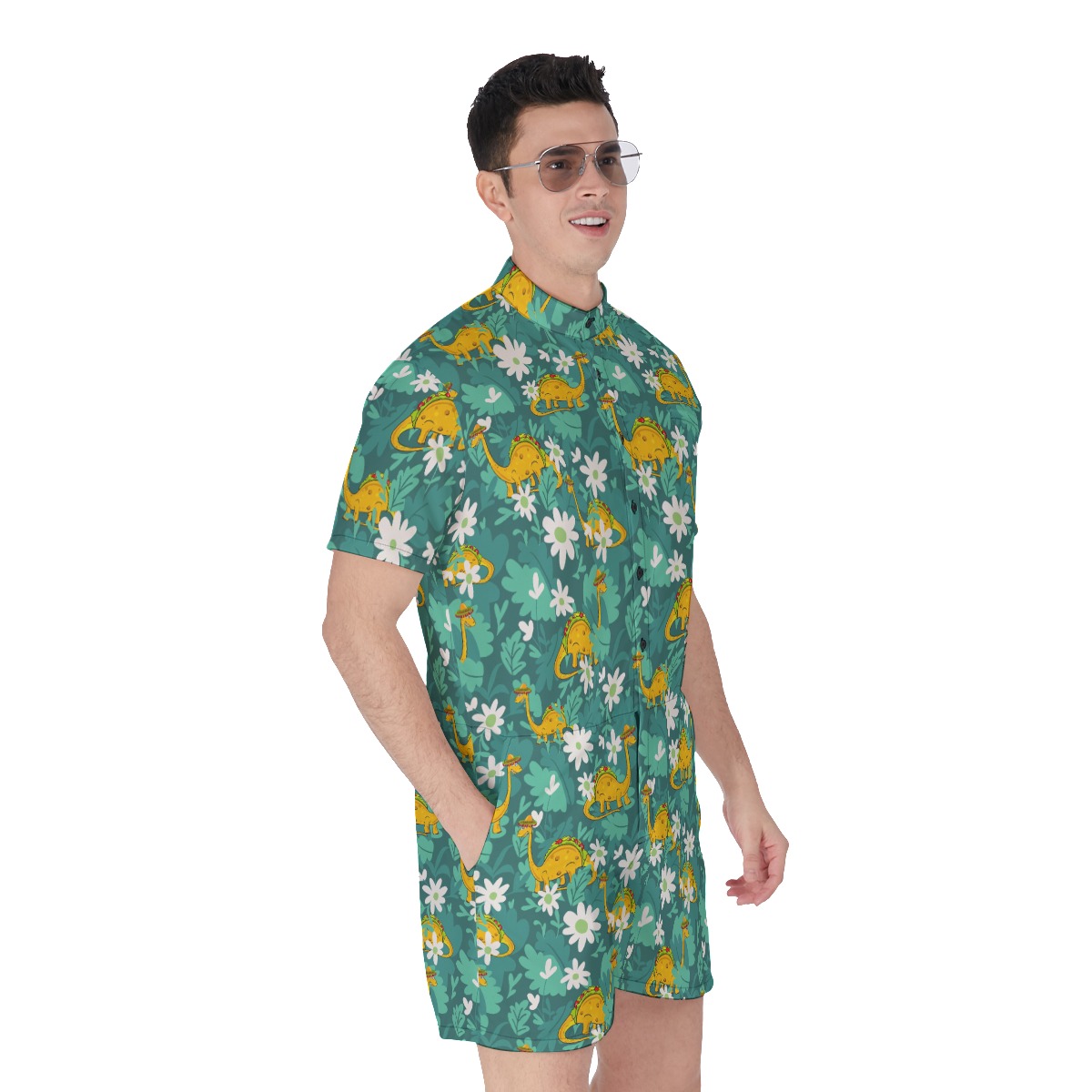 Funny Tacosaurus Hawaiian Romper For Men