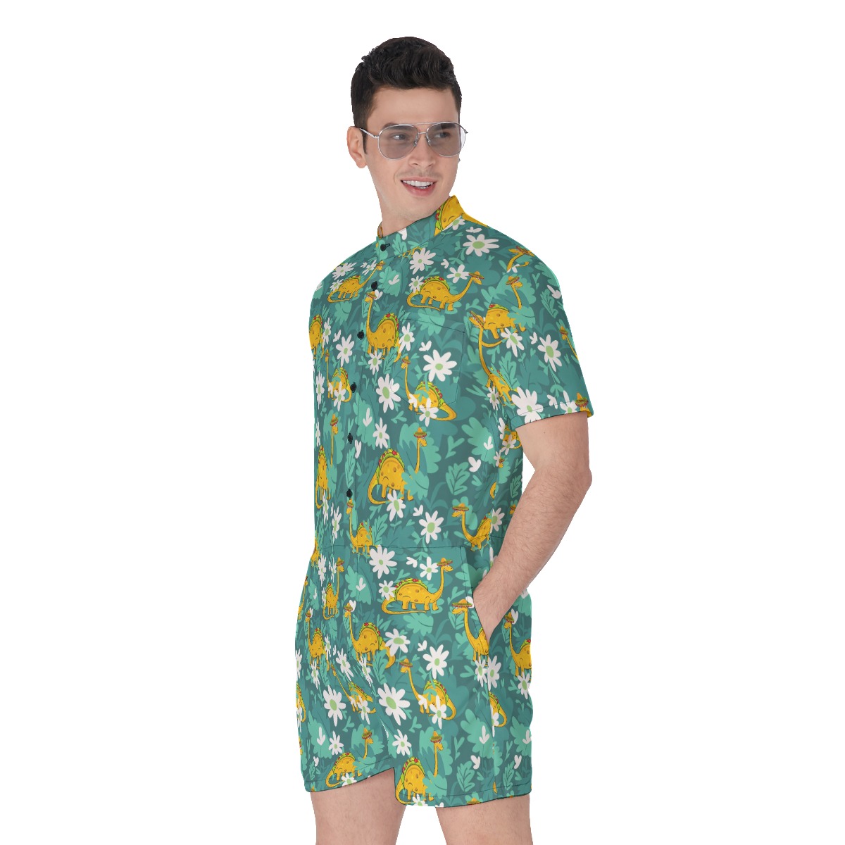Funny Tacosaurus Hawaiian Romper For Men