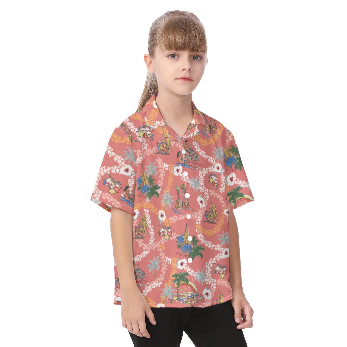 Cute Hawaii Landscape Aloha Shirt For Kids
