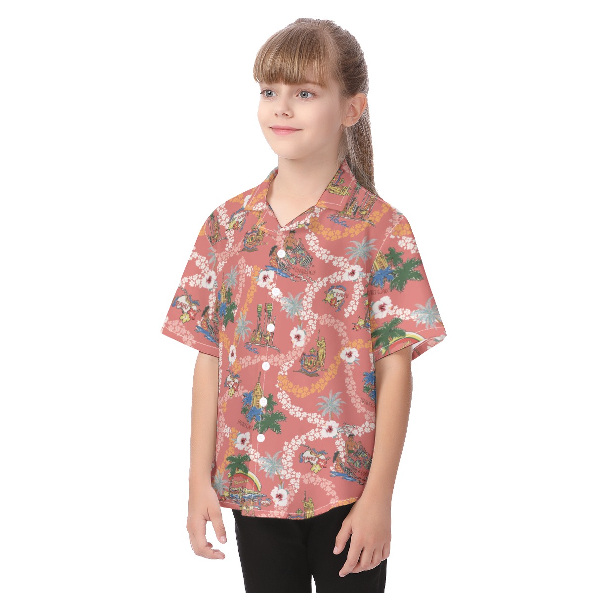 Cute Hawaii Landscape Aloha Shirt For Kids