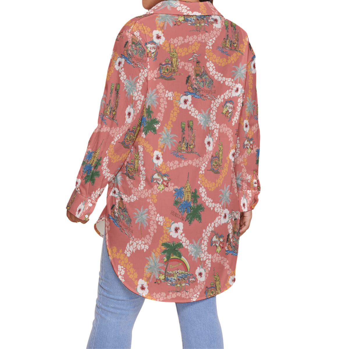 Beautiful Hawaii Landscape Vintage Aloha Plus Size Shirt For Women