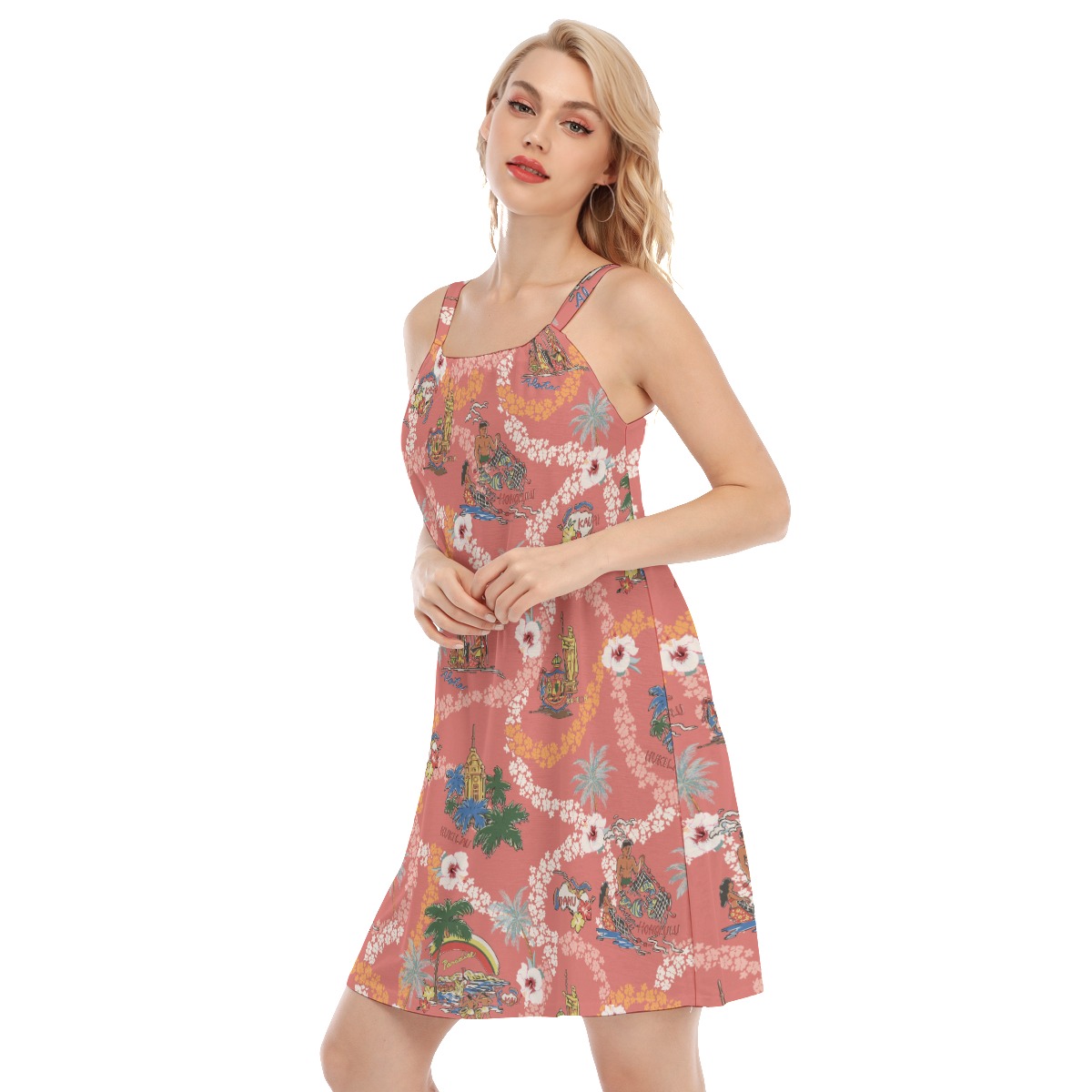 Vintage Hawaii Landscape Luau Dress