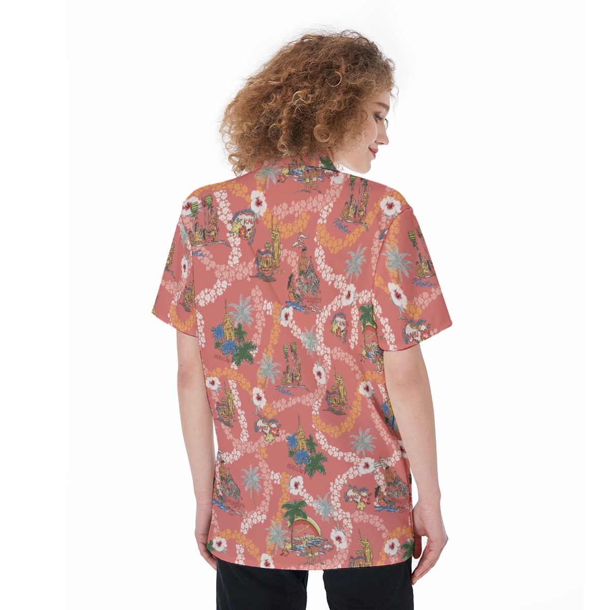 Vintage Hawaii Landscape Aloha Shirt For Women