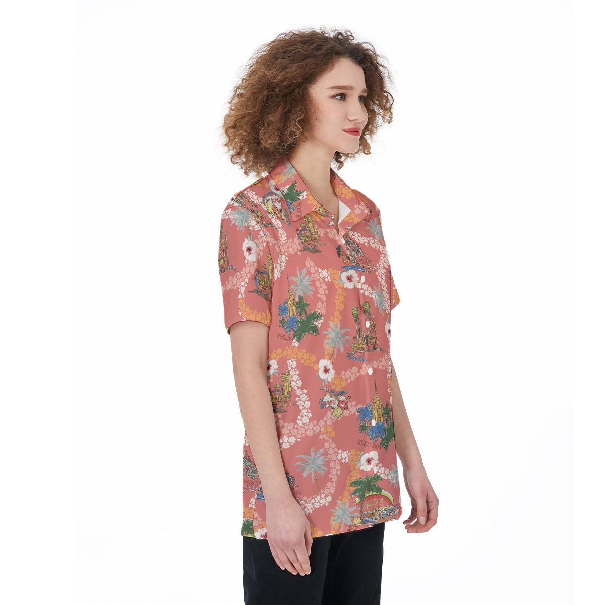 Vintage Hawaii Landscape Aloha Shirt For Women