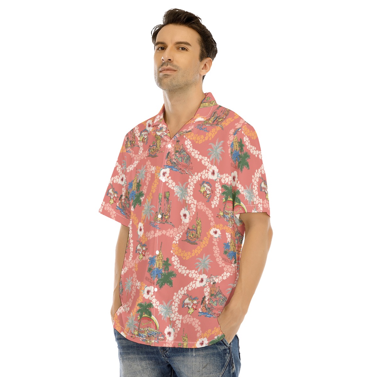 Vintage Landscape Floral Hawaiian Shirt