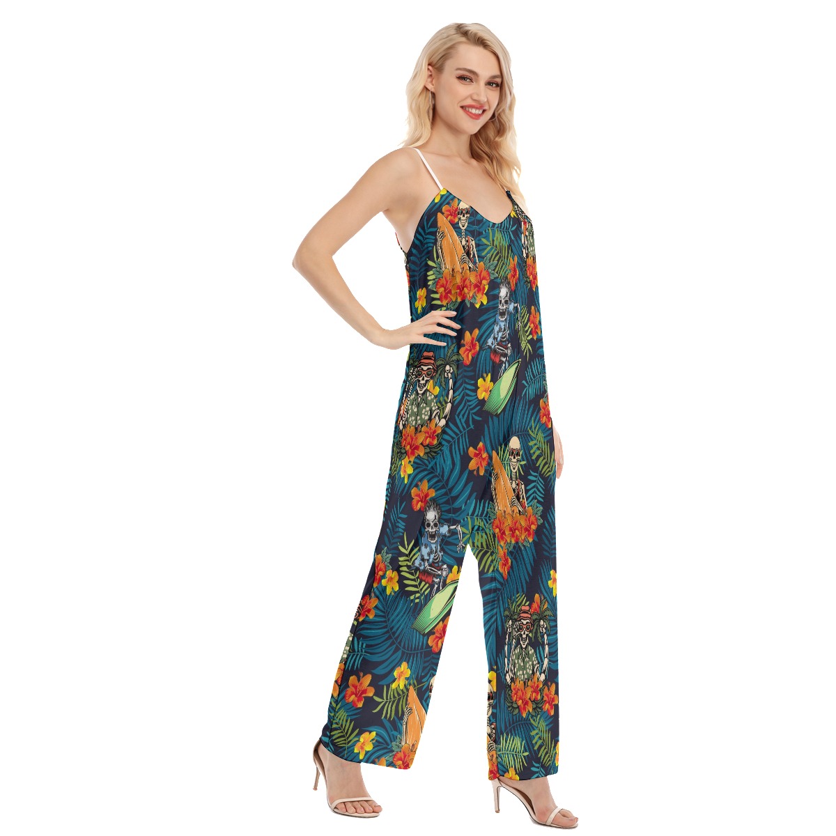Skeleton Surfing Women's Tropical Hawaiian Jumpsuit