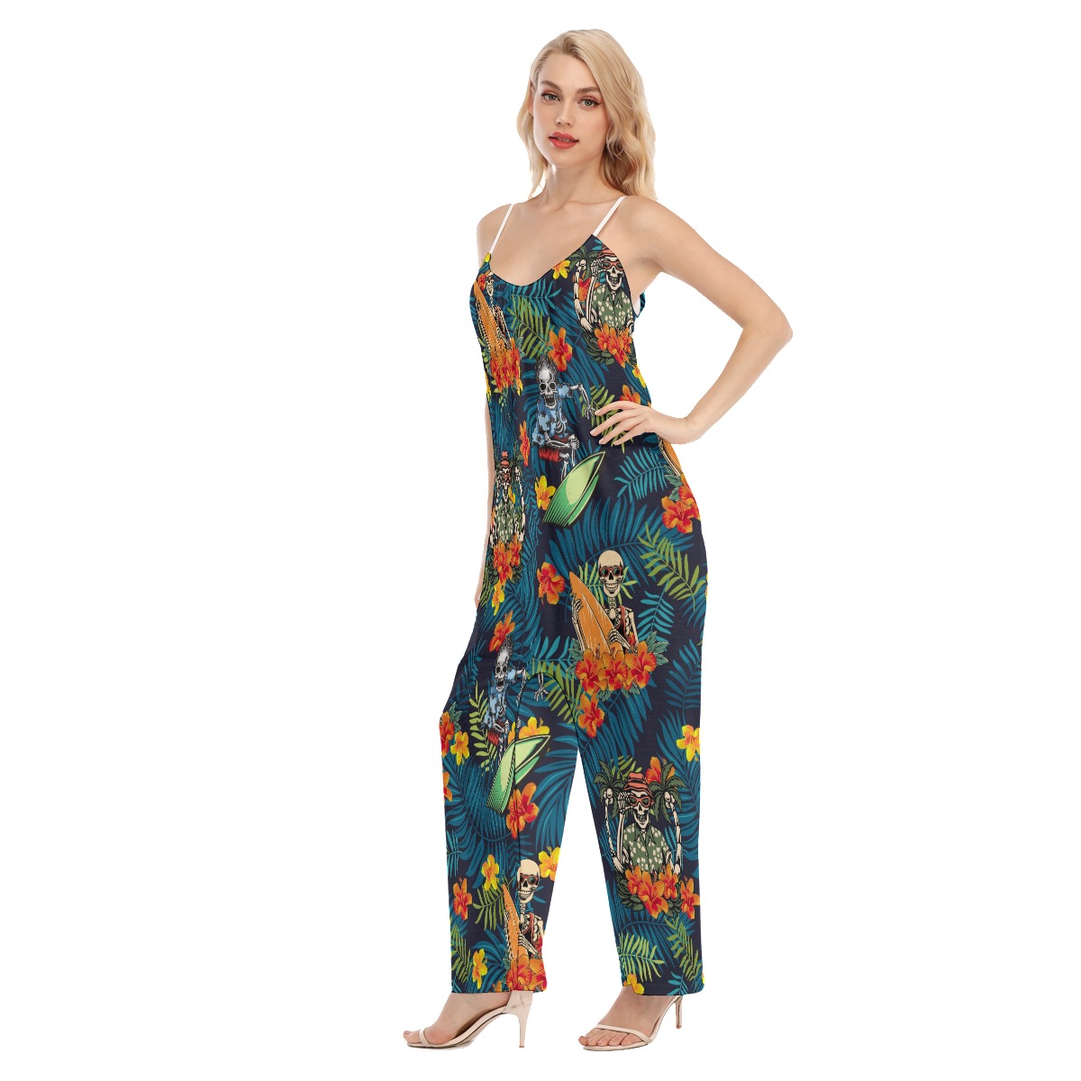 Skeleton Surfing Women's Tropical Hawaiian Jumpsuit