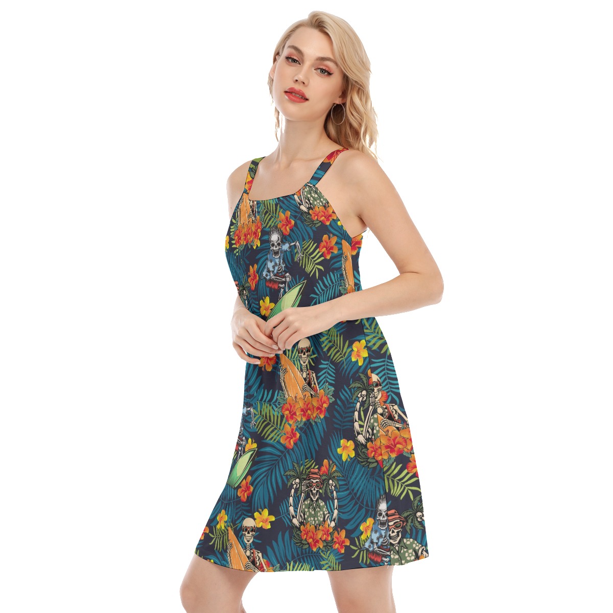 Tropical Surfing Skeleton Luau Dress