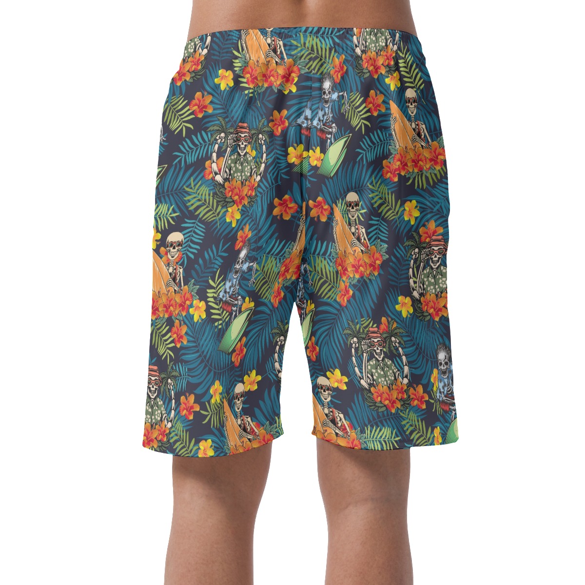 Tropical Surfing Skeleton Hawaiian Beach Shorts For Men