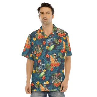 Skeleton Surfing Tropical Hawaiian Shirt