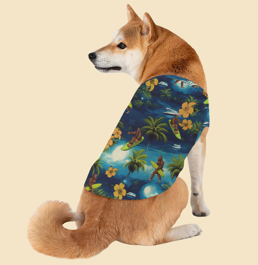 Funny Bigfoot Surfing Tropical Hawaiian Tank Top For Dog - variant image 1