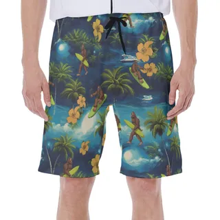 Funny Tropical Bigfoot Surfing Hawaiian Swimwear For Summer