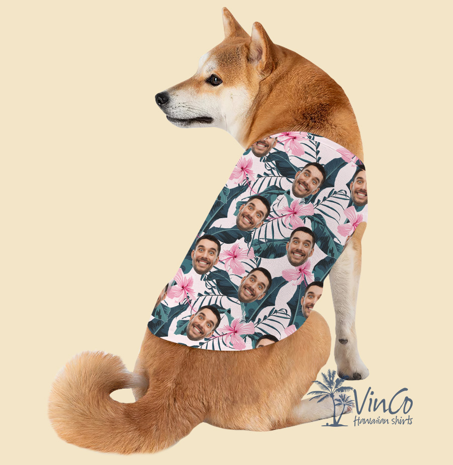 Personalized Face Hawaiian Tank Top For Dogs - variant image 1