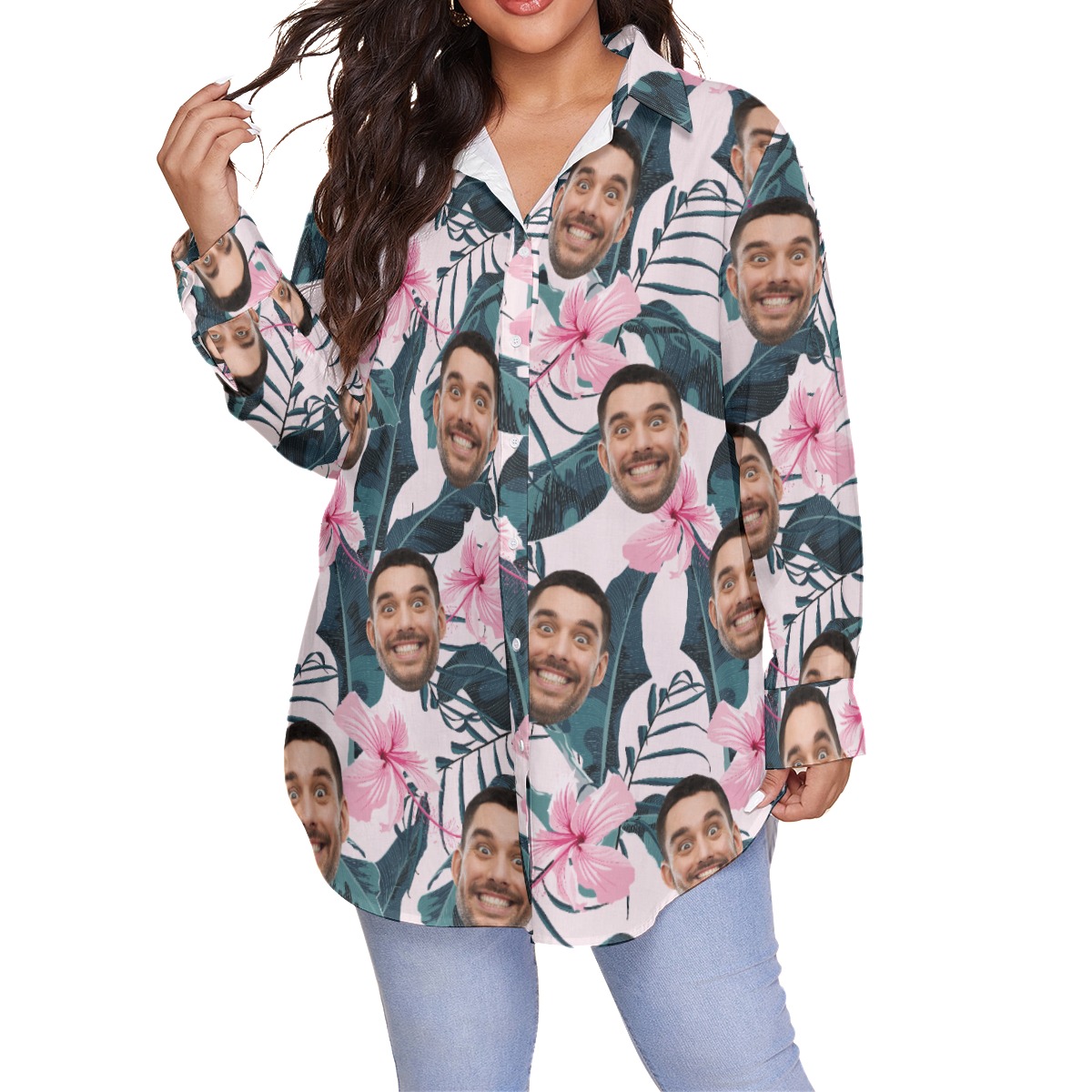 Plus Size Hawaiian Shirt Custom Face For Women - variant image 1