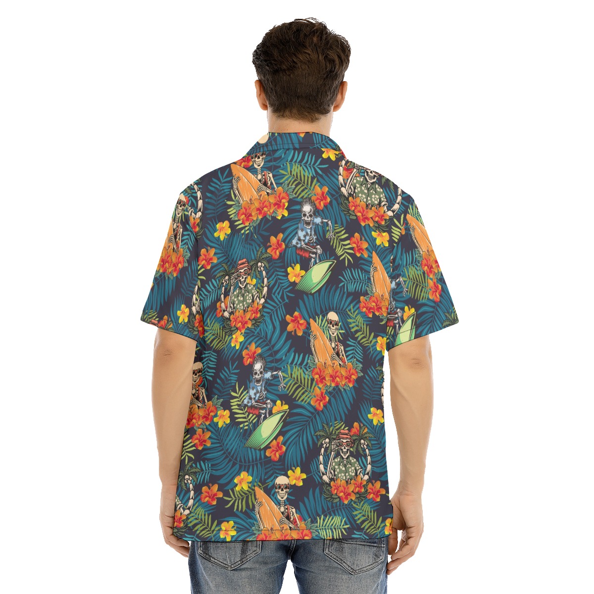 Skeleton Surfing Tropical Hawaiian Shirt