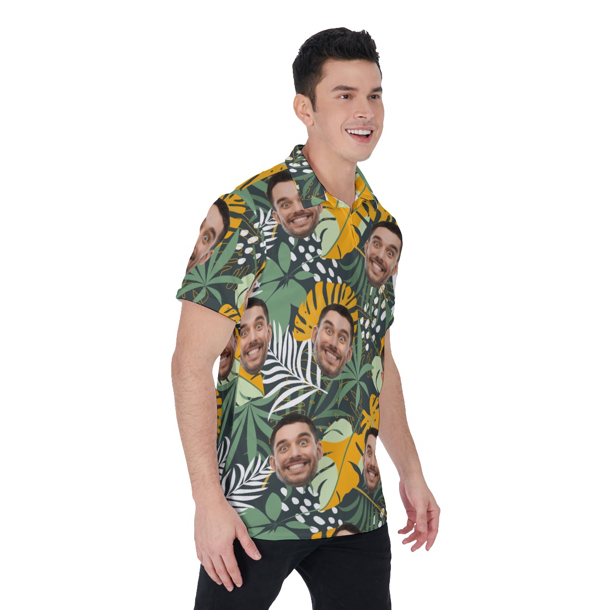 Custom Face Tropical Polo Shirt For Men