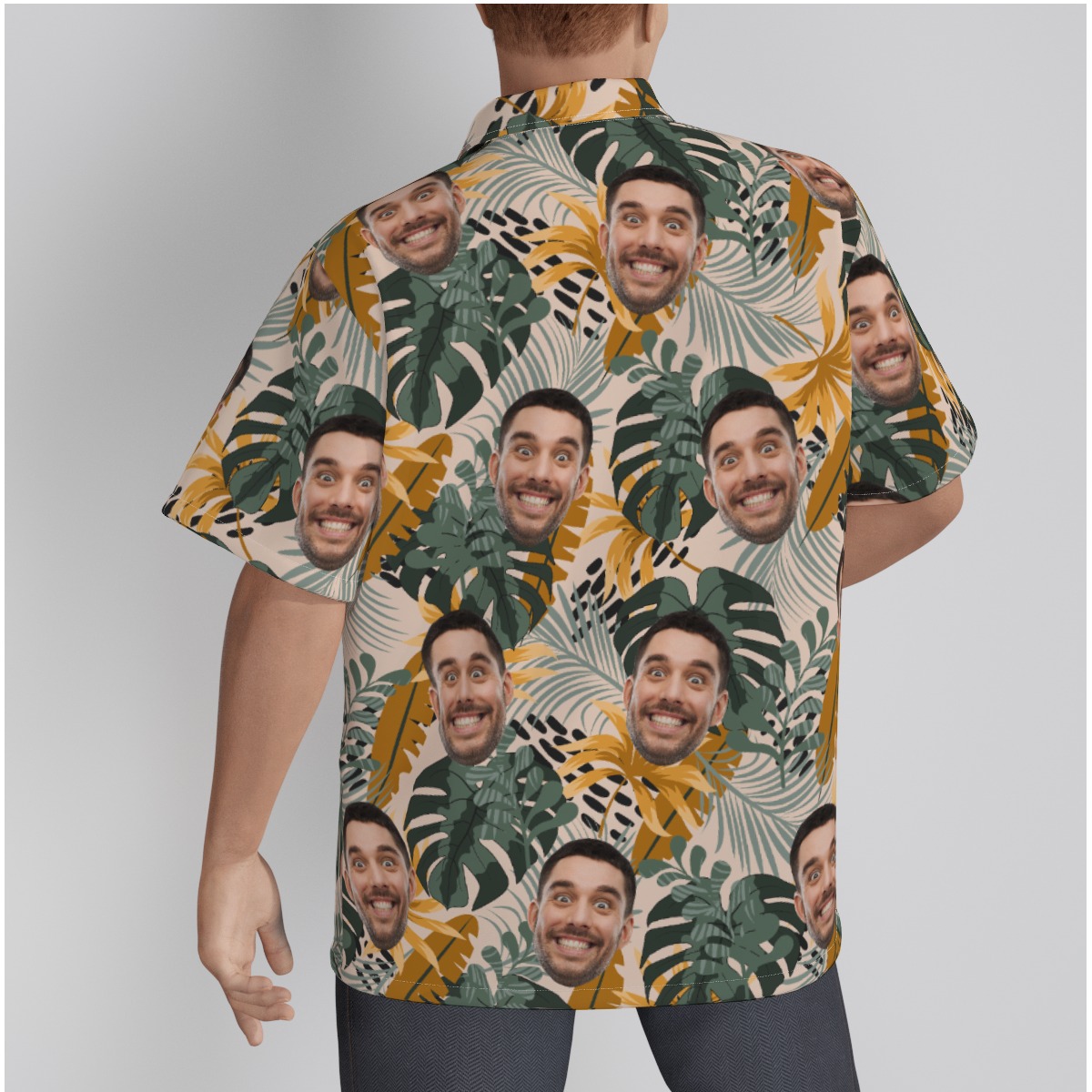 Tropical Leaves Custom Multiple Faces Hawaiian Shirt