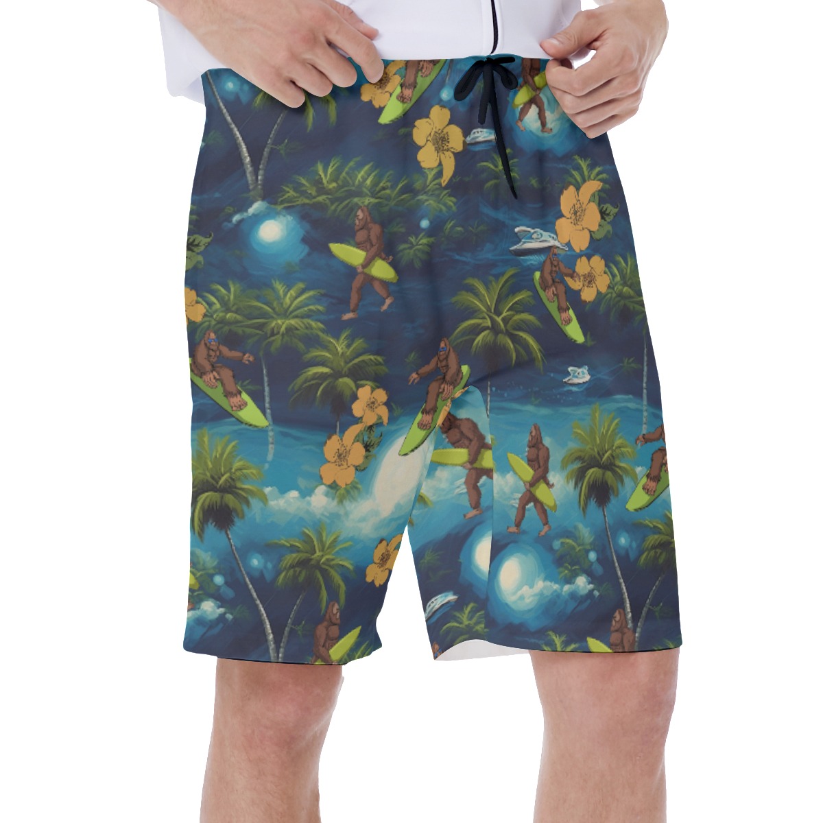 Funny Tropical Bigfoot Surfing Hawaiian Swimwear For Summer